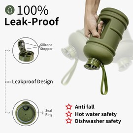 TOOFEEL 2.2 Liters Gym Big Sports Water Bottles for Men - Reusable BPA Free Plastic Clear Water Jug - Unique Water Bottles, Comfurtable to Touch and Easy to Clearn - Matte Olive Water Boottle