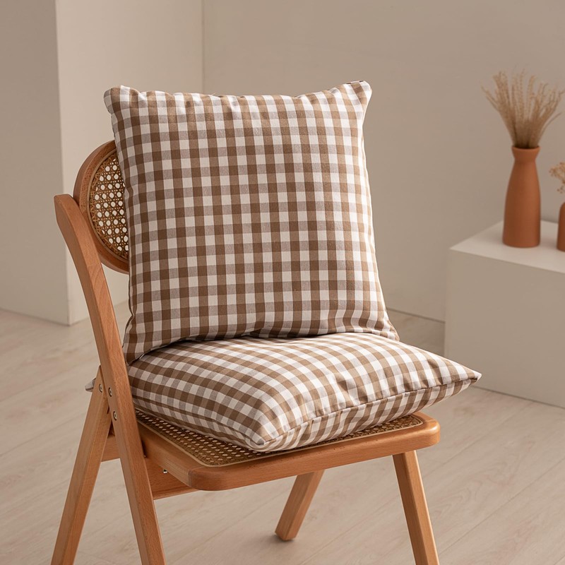 GAMUSI Set of 2 Check Gingham Cushion Covers 45x45 Decorative