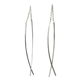 SILBERMOOS Women's Earrings Pin Pull Through Modern Elegant Playful 925 Sterling Silver Earrings, Sterling Silver, Not applicable