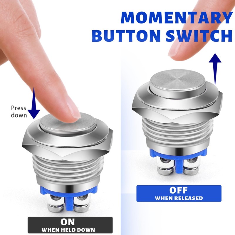 LPZMPZ Push Button 16 mm Momentary Push Button Waterproof Momentary