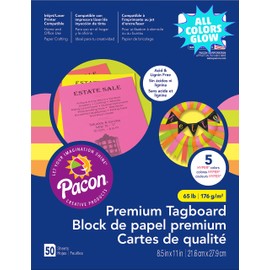 Pacon Premium Tagboard Paper, 50-Count, Hyper Assorted, 5 Colors (101161)