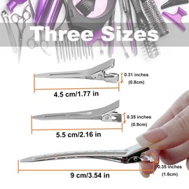 40 Pcs Stainless Steel Duckbill Mouth Clips Alligator Clips, Metal Duck Billed Hair Clips for Separate Hair, Duckbill Long Hair Clips, Pin Curl Clips for Hair for Styling Sectioning with Case