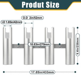 Aluminum Fishing Boat Rod Holder, 3/4 Link Tube Rod Rack, Marine Grade Aluminum Rod Mount for Boats & Yachts, Silver