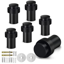 6 Pack Door Stoppers, Floor Door Stop 2.5 Inch Cylindrical Black Doorstops Rubber Bumper Modern Commercial Floor Mount Door Stoppers Wall Protectors