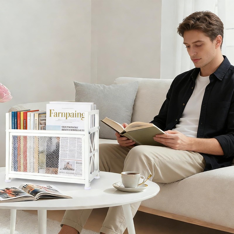 WeGXY White Magazine Holder, Magazine File Holder