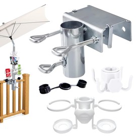 YeahBoom Metal Parasol Holder, Table Clamp for Garden Umbrellas with Hooks, Umbrella Stand for Patio or Table, Umbrella Stand Parasol Holder for Garden, Patio, Balcony, Railing