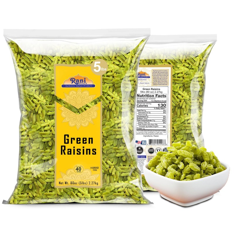 Rani Green Raisins 80oz (5lbs) 2.27kg Bulk ~ All Natural