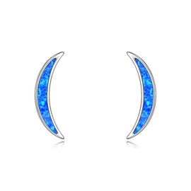 Pendientes de luna de ópalo azul, Plata de ley, no conocido