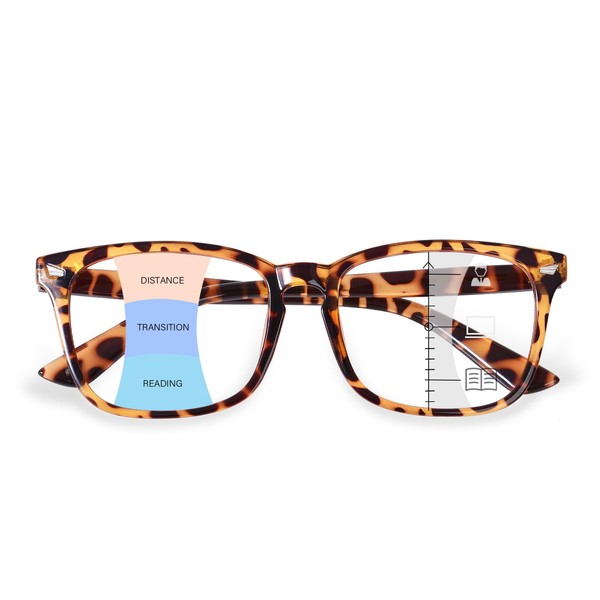 OPTOFENDY Progressive Multifocal Reading Glasses for Women Men, Anti Glare/Eyestrain
