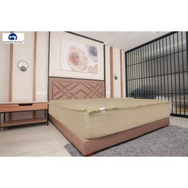 Zip On Fitted Sheet - Includes 1 Fitted Base + 2 Zip Sheet - Easy to Handle, Won’t Pop Off Sheet - 600 TC Cotton Fitted Sheet- 18" Deep Pocket King Size- Beige