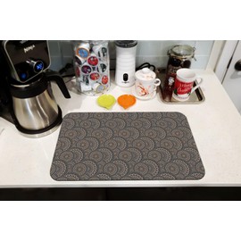 Coffee Bar Mat Accessories for Countertop Boho Absorbent Hide Stain Rubber Backed Dish Drying Mats for Kitchen Counter Draining Pad Decor Gift Fit Under Coffee Maker (20x12in)