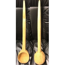 Huge Made in Mexico Mexican Deep Wooden Wood Stirring Deep Spoon Cuchara Menear Revolver Onda De Pozolera Mole Birria Caldo Sopas Stews 36" Gigante