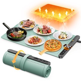 LOOHOI Food Warming Mat,Full Surface Heating Electric Warming Tray with 6 Temperature Settings & Fast Heating, Silicone Roll Up Food Heating Mat Food Warmers for Parties Gatherings Everyday Use