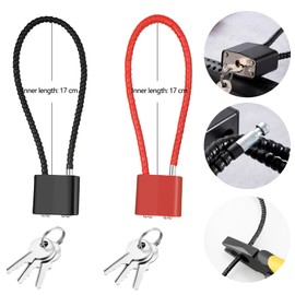 2 Pcs Steel Rope Padlocks with Keys Long Shackle Locks for Suitcase Gate Bicycle Gym Locker Heavy Duty Outdoor Padlocks with Flexible Cable