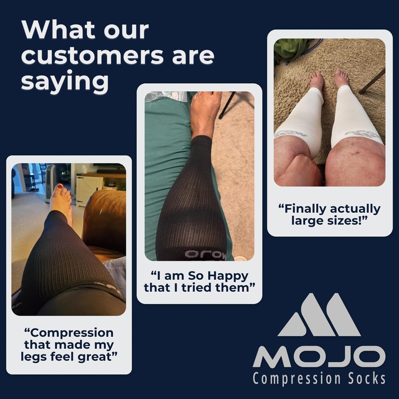 Mojo Compression Socks - 2XL Black Compression Sleeves for Swelling