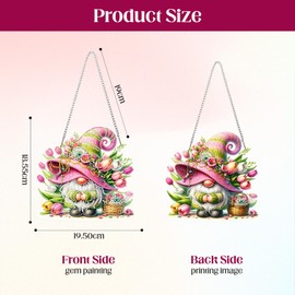 MISCER Gnome Hanging Diamond Art Pendants Kits for Adults Kids, DIY Double Sided 5D Special Diamond Painting Pendant Kit, Tulip Gem Art Suncatchers for Window Garden Home Decor