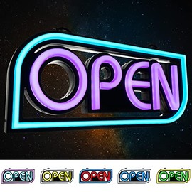 Open Sign by Element Lux - 49 Color Combinations - Neon LED Open Sign for Business Window - Bright Sign for Restaurant, Coffee, Bar, Spa w Remote - 16 x 7.5in