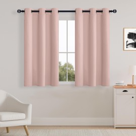 Hiasan Blackout Curtains 2 Panels for Bedroom, Thermal Insulated Sun Blocking Energy Saving Curtains for Living Room, Bedroom and Kids' Room, 42 x 45 Inch, Blush Pink
