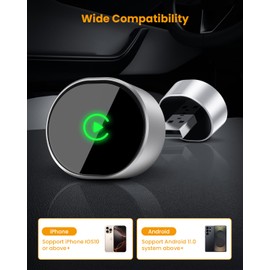 BANKKY 2 in 1 Wireless CarPlay Adapter for Apple & Android, Mini USB Design Carplay Wireless Adapter, Plug & Play with Fast Stable Connection, Wireless Car Play Dongle for Car Stereo