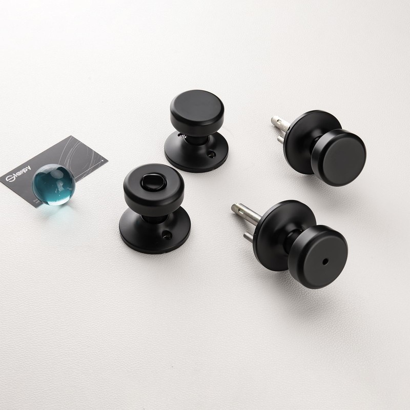 STARPY Black Door Knobs, Pismo Door Knob with Lock, Privacy
