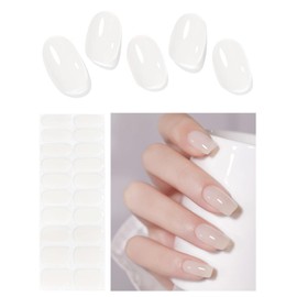 AutyaMee AutyaMee Semi Cured Gel Nail Strips (Jelly White), 20 Pcs Gel Nail Wraps, Stickers, UV Light Required, Salon Quality, Long Lasting