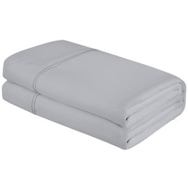 Royale Linens Flat Sheet Only - Soft & Breathable - Brushed 1800 Microfiber - Luxury Hotel Quality - Wrinkle & Fade Resistant - Cool & Soft Top Flat Sheet - Flat Sheet Sold Separately - Top Sheet for Bed (Silver, King)