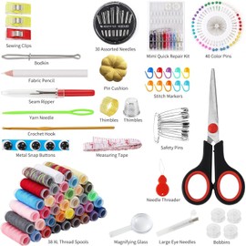 Sewing Kit for Adults, 183PCS Needle and Thread Kit with Basic Sewing Supplies and Accessories for Travel Small Fixes, Emergency Repairs