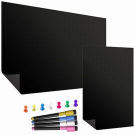 TMS A4 Magnetic Blackboard Sheet for Fridge | Includes Chalk Markers & Magnets | Kitchen Whiteboard for Notes, Shopping Lists and Reminders | use as Memo Board, Weekly Meal Planner or Notice Board