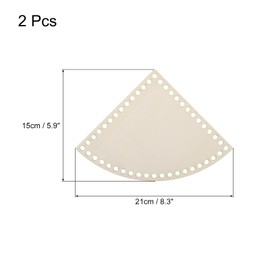 MECCANIXITY 2 Pcs Wooden Basket Bottoms Fan-Shaped Base Wood Color Pad for DIY Knitting Crochet Storage Bag Weaving Crafts Home Decoration Hand Wrapping Work