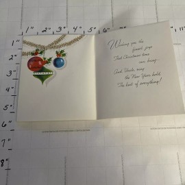 Vintage Uncle Christmas Card Greeting Card With Envelope Christmas Bulbs