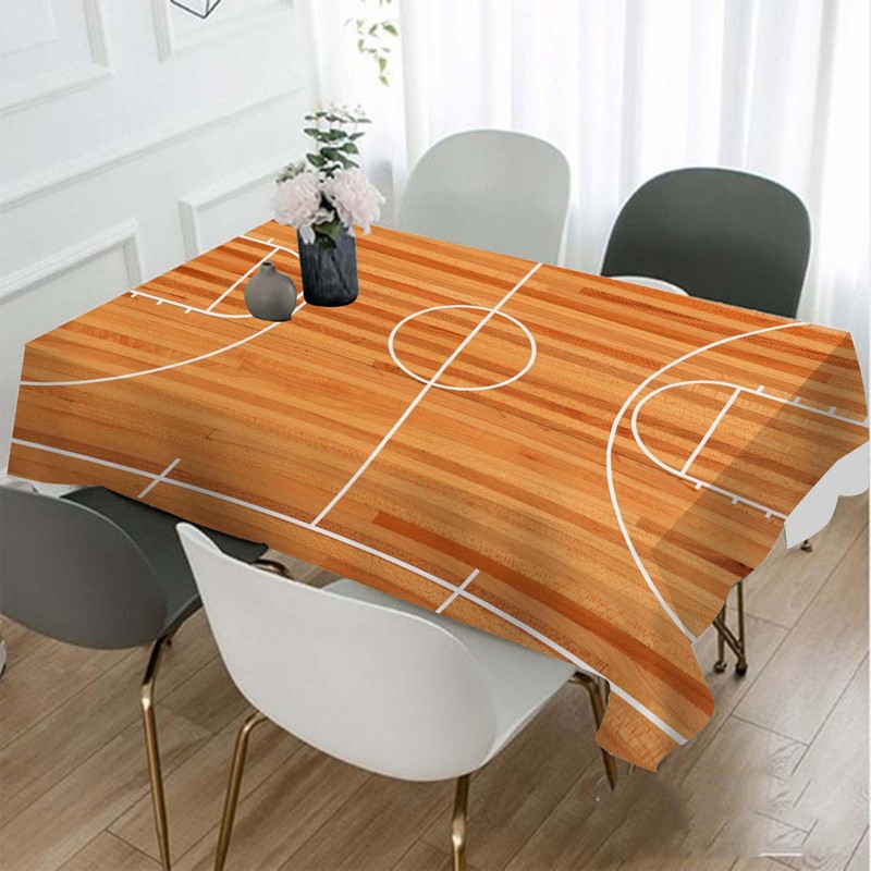 Basketball Court Decorative Rectangle Tablecloth Parquet Indoor Court Polyester Table