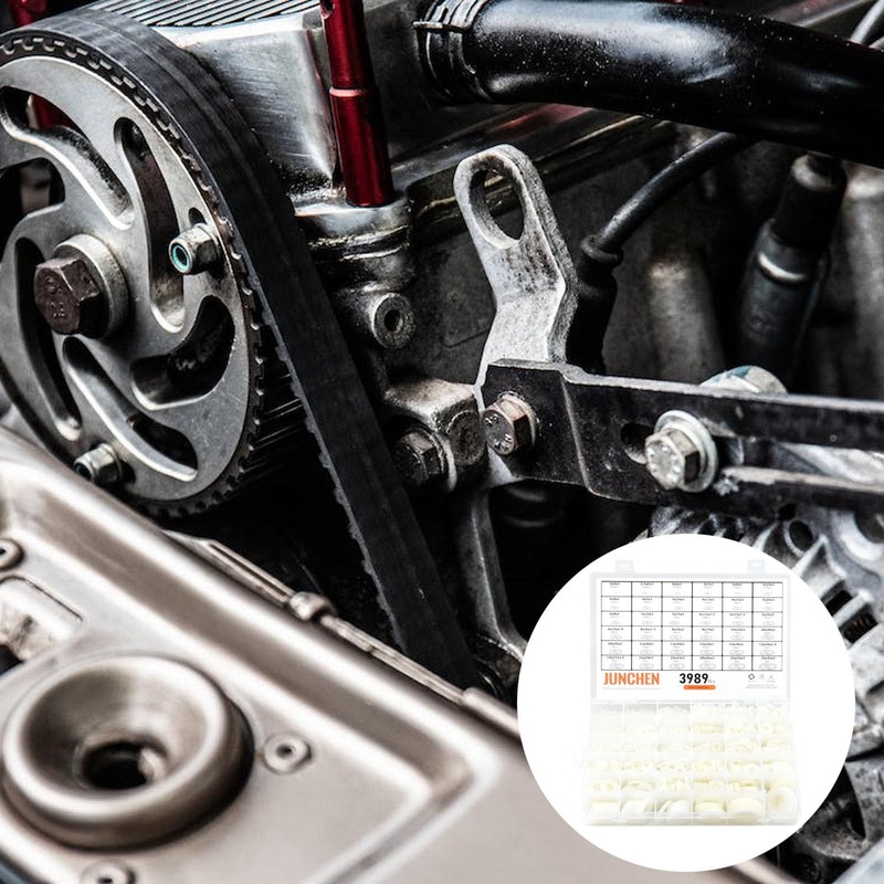 JUNCHEN 3989pcs White Flat Plastic Washers Spacers,36 Sizes Assorted Nylon