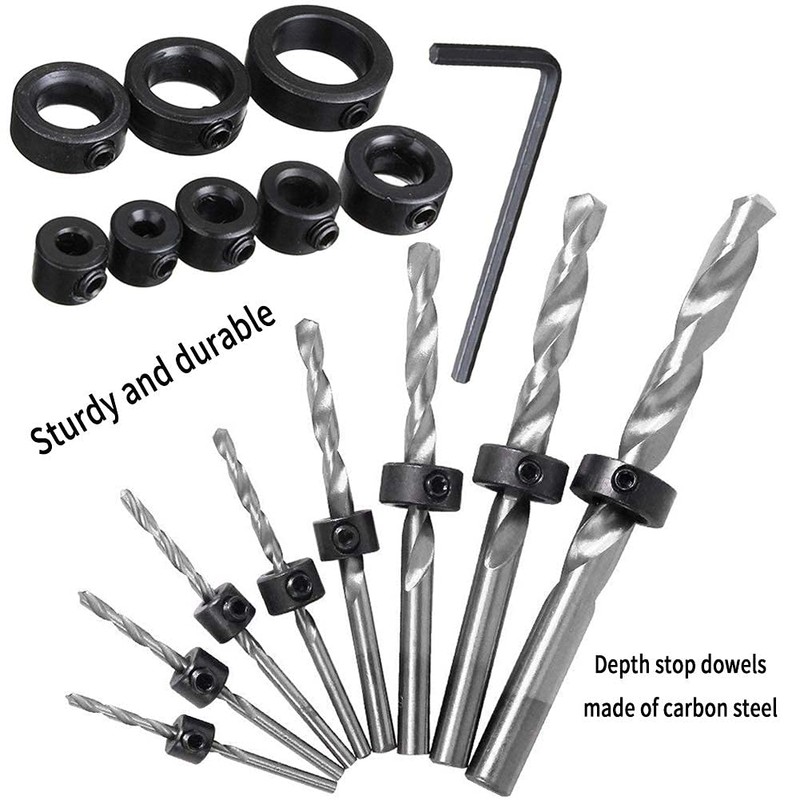 Depth Stop Rings Set, 8 Pieces Drill Depth Stop Collar