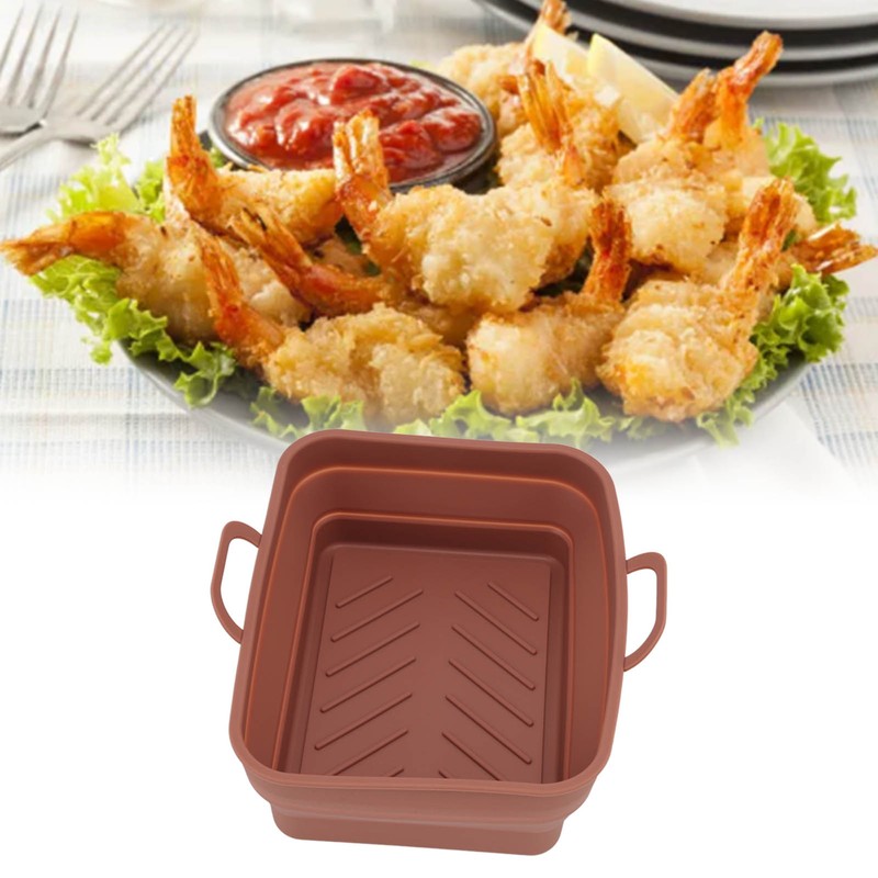 2 Pcs Silicone Air Cooker Pot with Handle Rectangular Fryer