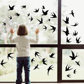 SUPERDANT Flying Swallows Wall Stickers Swallow Vinyl Wall Decals Living Room Art Wall Black Bird DIY Decoration Print for Bed Room Door Bedroom Decoration Gifts for Bird Lovers