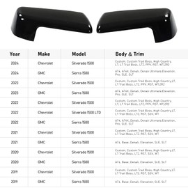 Moonlinks Compatible with 2019-2025 Chevy Silverado 1500 GMC Sierra 1500 Side Mirror Cover,Glossy Black LH & RH Side Door Exterior Rearview Mirror Cap Trim for Silverado 1500(1 Pair）