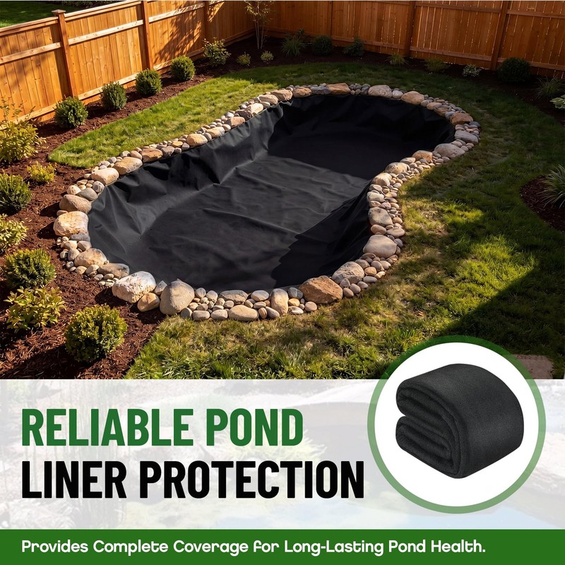 15 x 15 ft Pond Liner Underlayment with 10 U-pins,