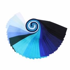 CraftsFabrics 100% Cotton 40Pcs/Roll Pre-Cut Jelly Rolls Strips 2.5"x 44" Wide Ideal for Quilting, Scrapbooking, Sewing, Arts & Crafts, Patchwork; Midnight Sapphire