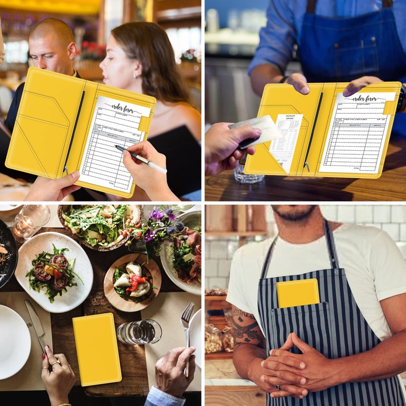 Tiorecime Server Book with Zipper Pocket for Waitress, Cute Waiter