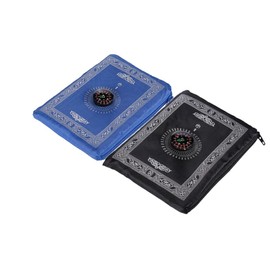 HAHTGSO Prayer Rug, 2 Pack Prayer Rug Muslim Travel Prayer Mat Pocket Prayer Mat, Pocket Prayer Rug Mat Pockets Prayer Rug Mat Muslim Sets Islam Prayer Mat Travel Essentials 60x100cm (Black & Blue)