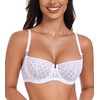 DotVol Women's Lace Sheer Balconette See Through Unlined Underwire Everyday