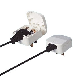 Mr. Gadget's Solutions 2 Pin Euro to UK 3 Pin Mains Fused Plug Converter Travel Adaptor 5A Fused-Push in White