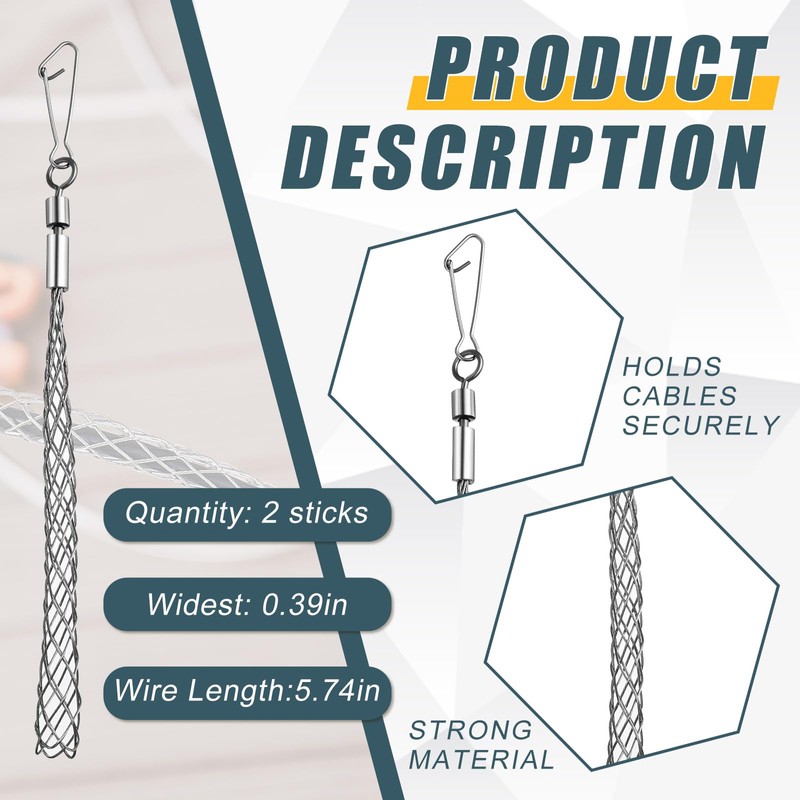 Gisafai 2 Pcs 1/2 in Wire Pulling Grip Mesh Cable