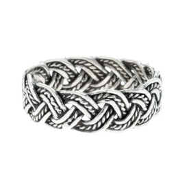 WINDALF Pagan Davin Viking Ring 7 mm Partner Ring Friendship Ring Cable Pattern 925 Sterling Silver (Silver, 54 (17.2))