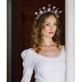 Rhinestone Star Headband for Women Sparkle Star Tiara Crown Hairband Headpiece Silver Xmas New Year Wedding Birthday Party Hand Band Hair Accessories (stars headband A)