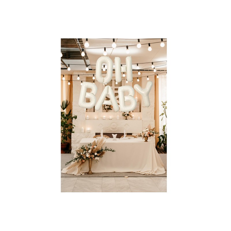 16"OH BABY Cream WhiteBalloon for Baby Shower,Oh Baby Sign for