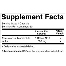 Vitamatic Vitamatic Akkermansia Muciniphila Gut Health - 60 DR Capsules (Delayed Released) - Made with Prebiotic Inulin Fiber