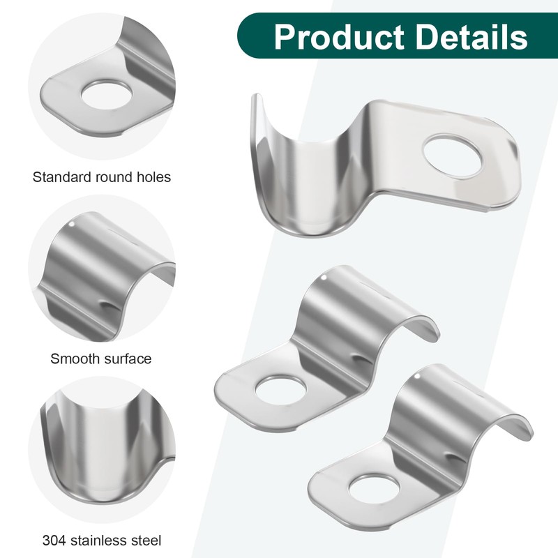 100 PCS 1/4 Outdoor Cable Clips with One-Hole, Stainless Steel