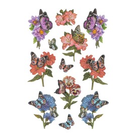 Ideen mit Herz Sticker sheet 3D relief stickers, high-quality embossed with 3D effect, DIN A4 sheet with various motifs (butterflies on flowers)