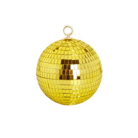 Mirror Disco Ball Decor, 6 inch Stage Mirror Balls Gold Disco Ball Ornaments Reflective Party Decorations with Hanging Ring for Birthday Christmas Wedding Home Room Decor (6inch, Gold)